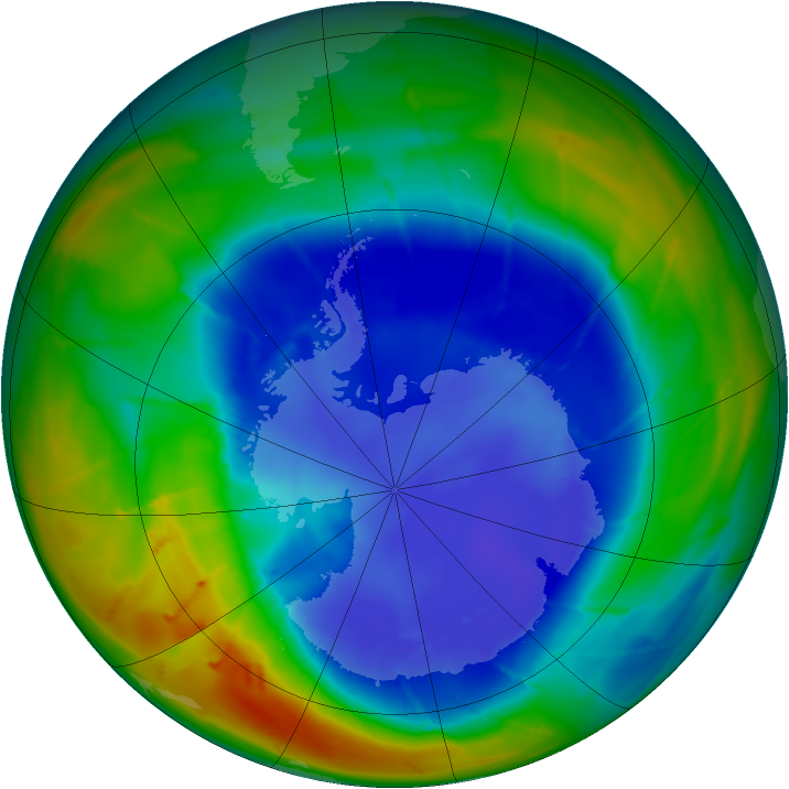 Antarctic ozone map for 27 August 2009